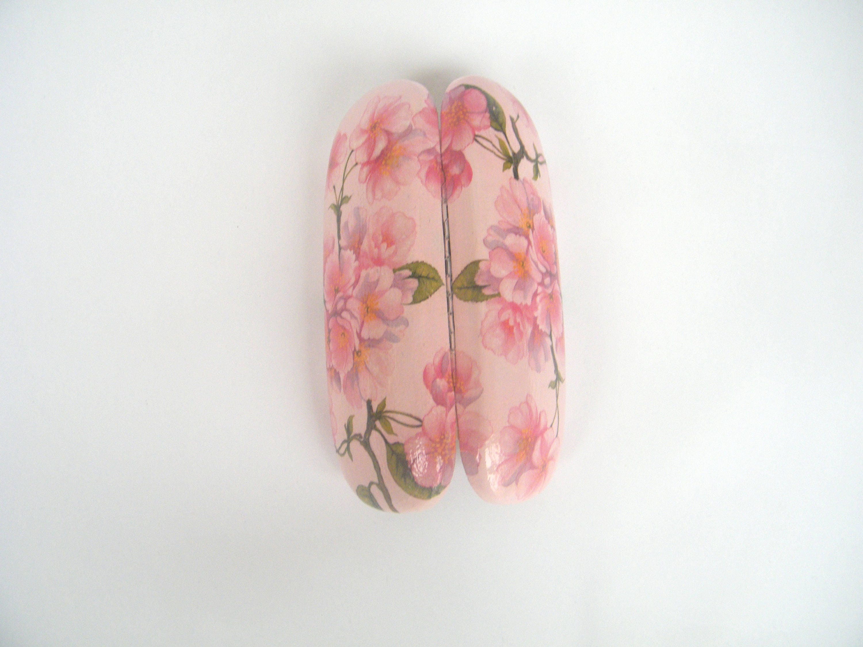 Cherry Blossom Hard Eyeglasses Case, Pink Spring Blossom Glasses Holder, Spectacle Case, Storage Box, OOAK Gift for Her, Reading Accessory