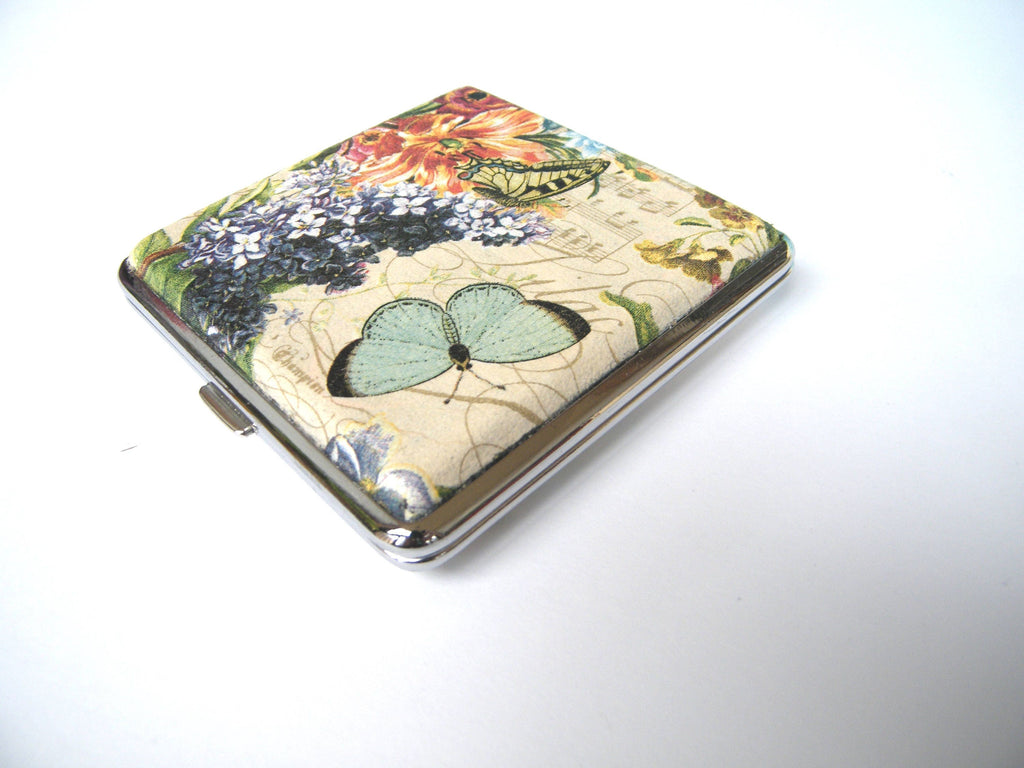 Woman Cigarette Case, Flowers Cigarette Box, 80mm Cigarrette Holder, Floral Cigarette Wallet, Credit Card Case, Gift Idea for Smokers