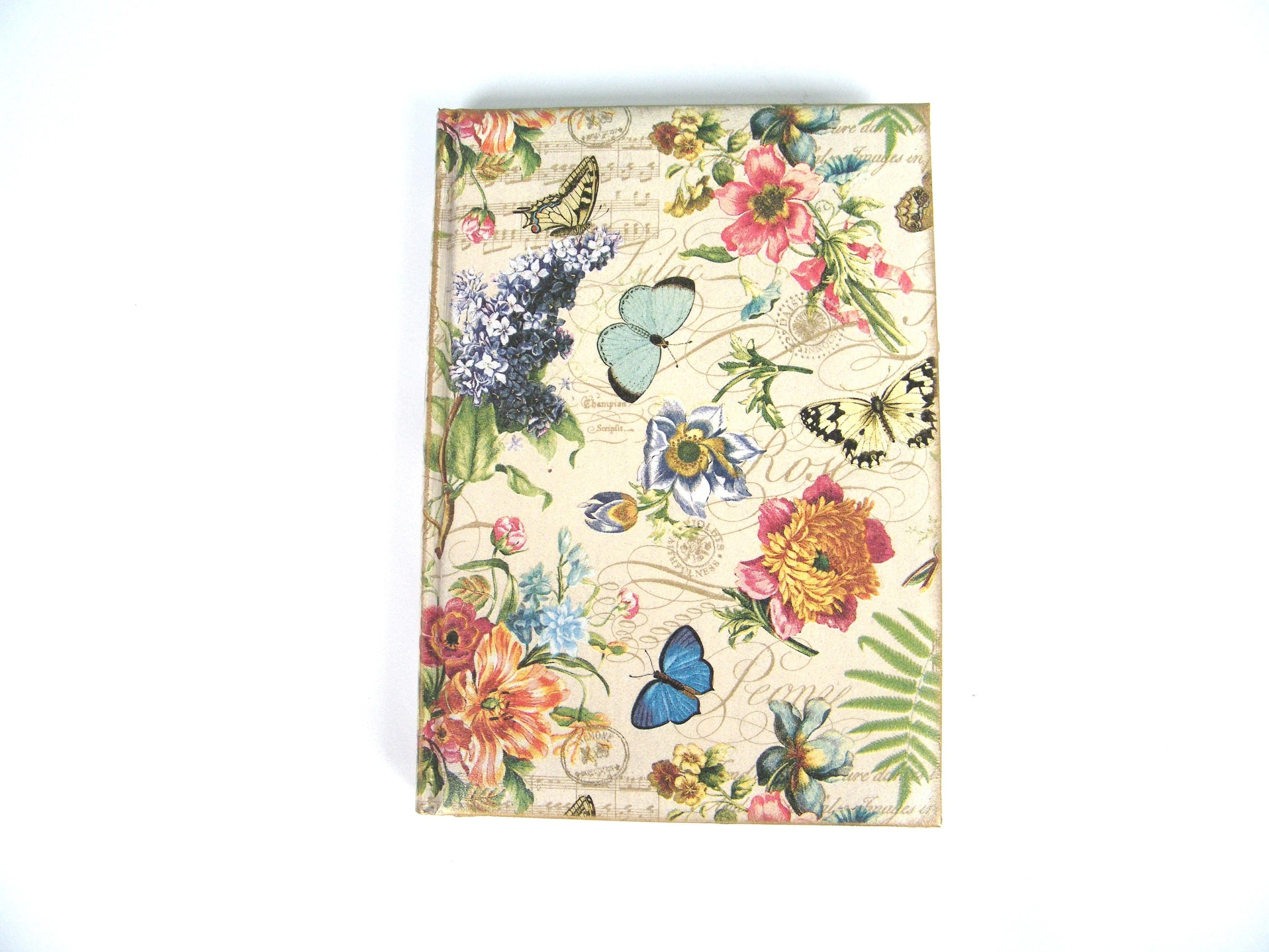 Daily Diary 2026, A5 Hard Cover Planner, Journal, Appointment Book, Agenda Day to a Page, Vintage Flowers, Co-worker Multilingual Calendar
