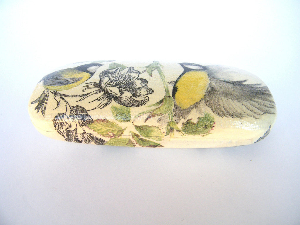 Hard Eyeglasses Case with Birds, Glasses Holder, Spectacle Case, Reading Accessory, OOAK Gift for Her, Teacher Present, Bag and Purse Case