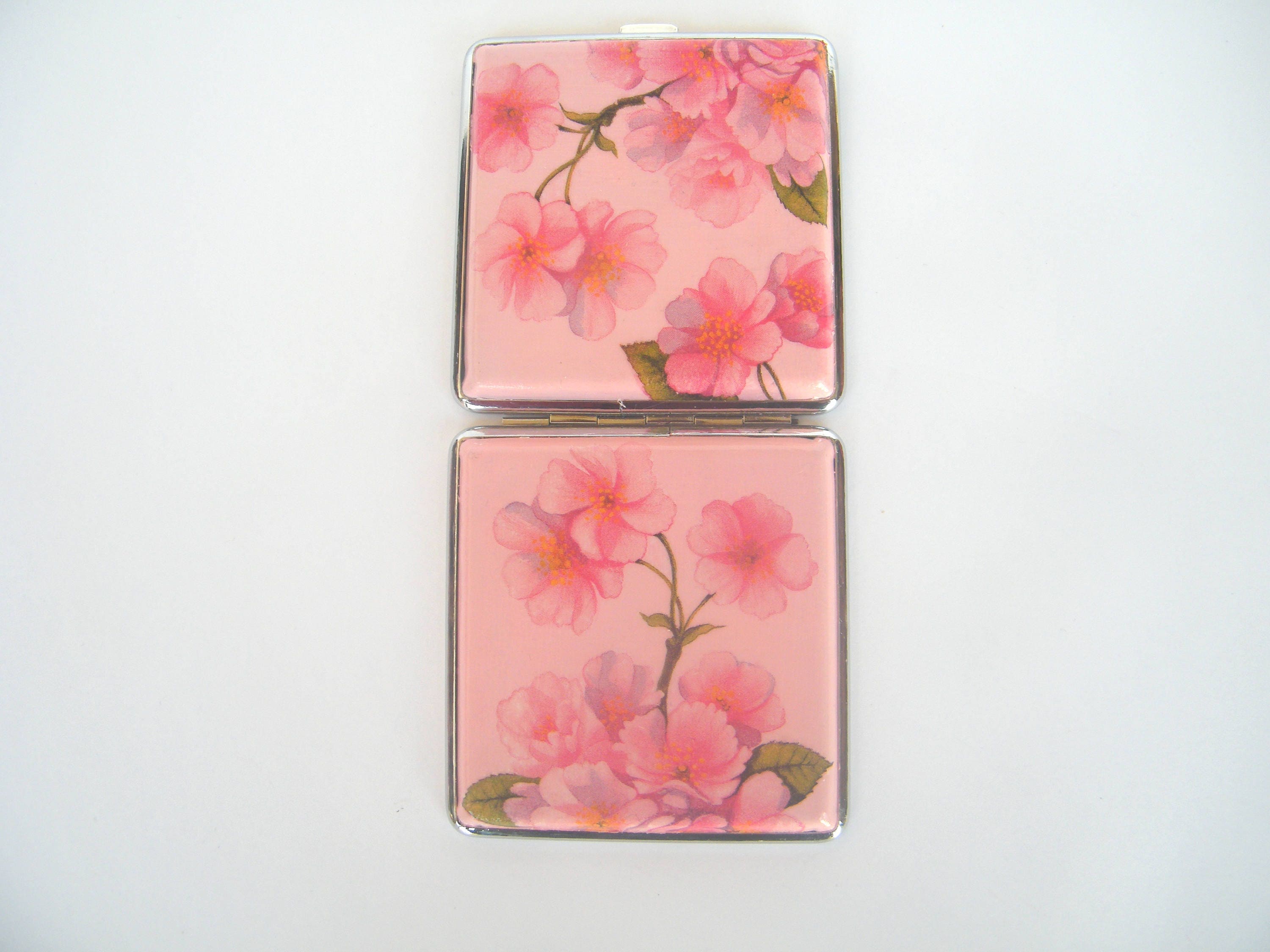 Cherry Blossom Cigarette Case, womens wallet, Smokers Accessory, Credit Card Holder, gift for her, Cigarrette OOAK box, keep secure purse