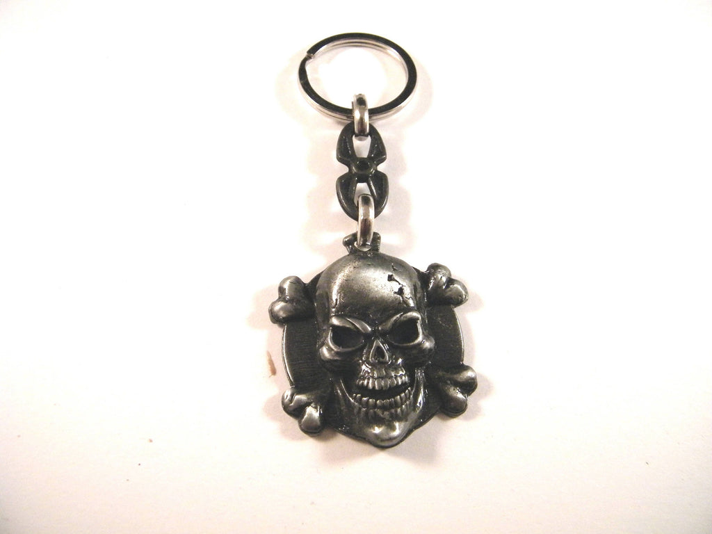 Skull keyring, bones keychain, skull charm, gothic keyring, halloween gift, 2D human skull pendant, rocker fans keyring, men gift
