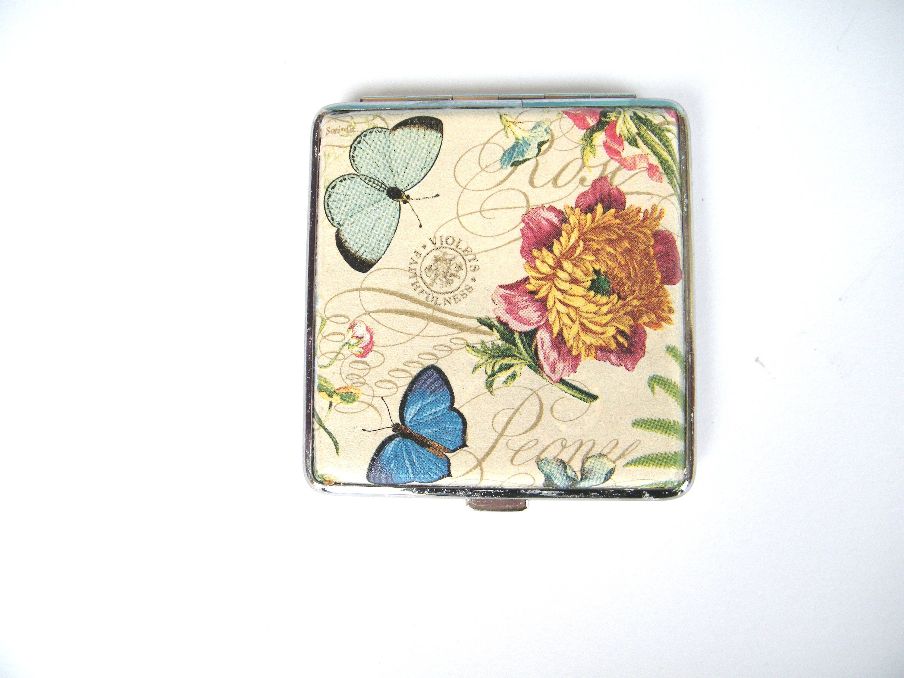 Woman Cigarette Case, Flowers Cigarette Box, 80mm Cigarrette Holder, Floral Cigarette Wallet, Credit Card Case, Gift Idea for Smokers