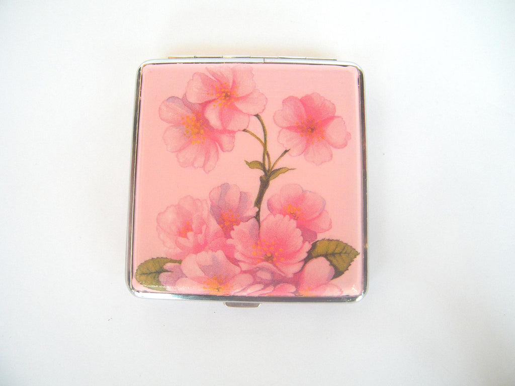 Cherry Blossom Cigarette Case, womens wallet, Smokers Accessory, Credit Card Holder, gift for her, Cigarrette OOAK box, keep secure purse