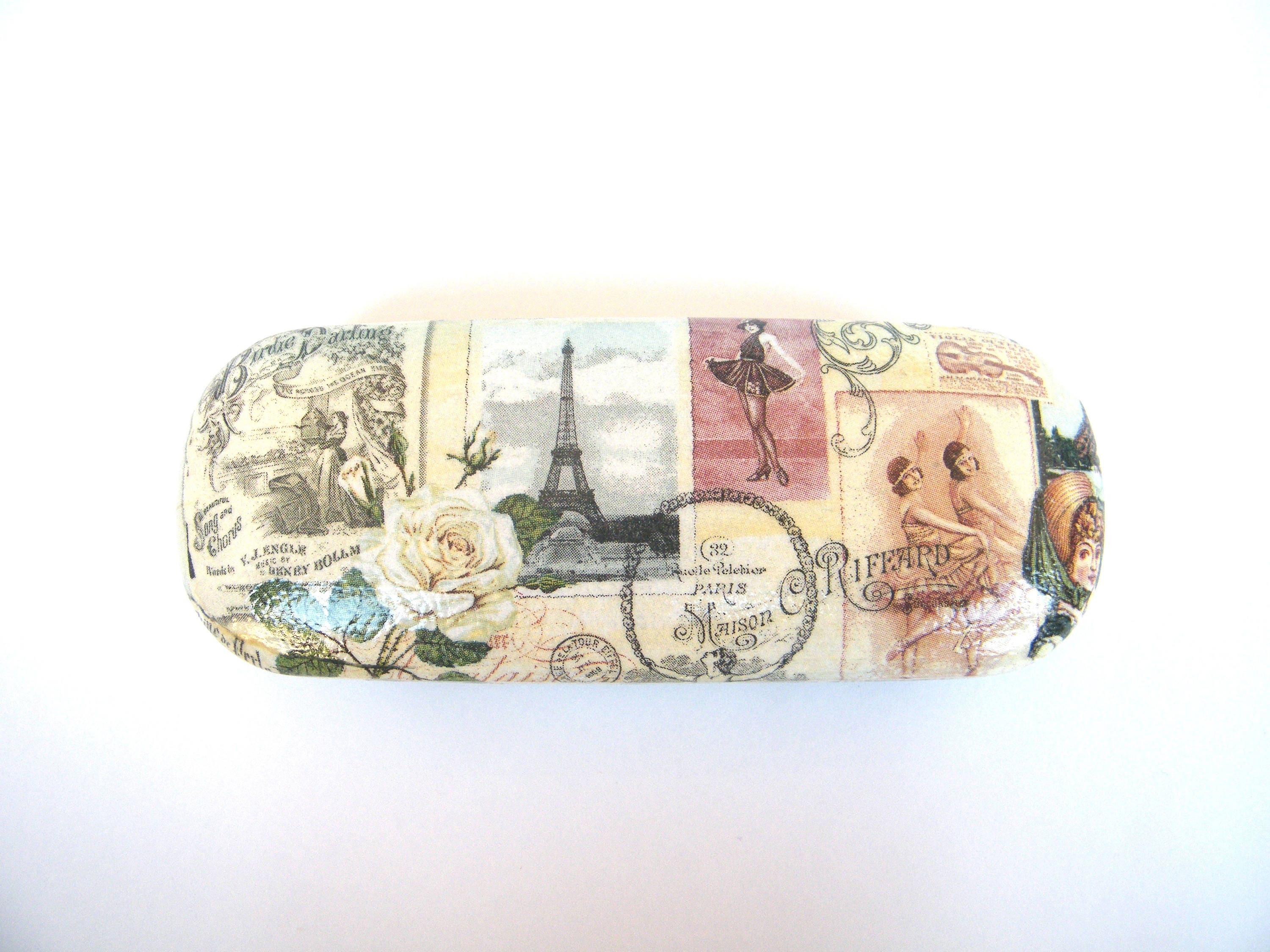 Paris Eyeglass Case, Hard Glasses Case, Paris Dancers Storage Box, Spectacle Case, Shabby Chic Case, Reading Accessory, OOAK Gift for Mom