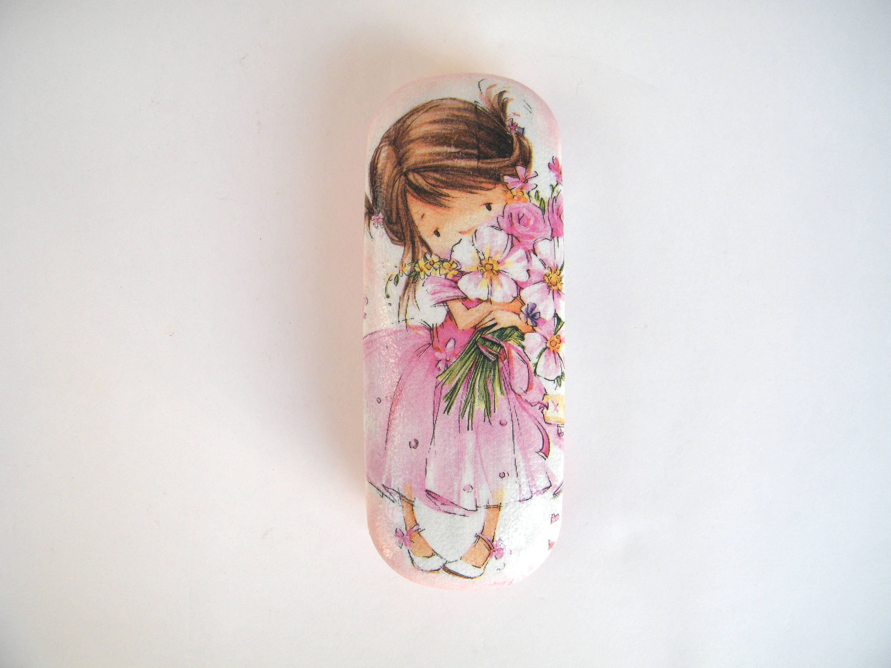 Girls Eyeglasses Case: Handmade Hard Spectacle Case with Flowers