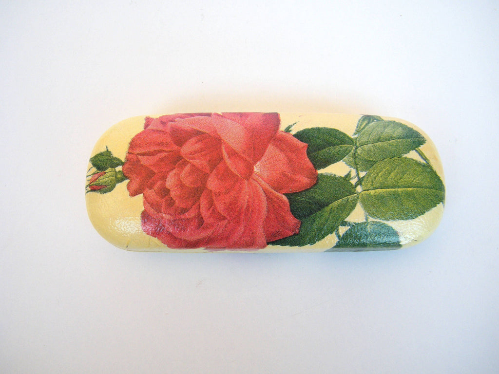 Red Rose Hard Eyeglasses Case for women, gift with rosefor grandma,