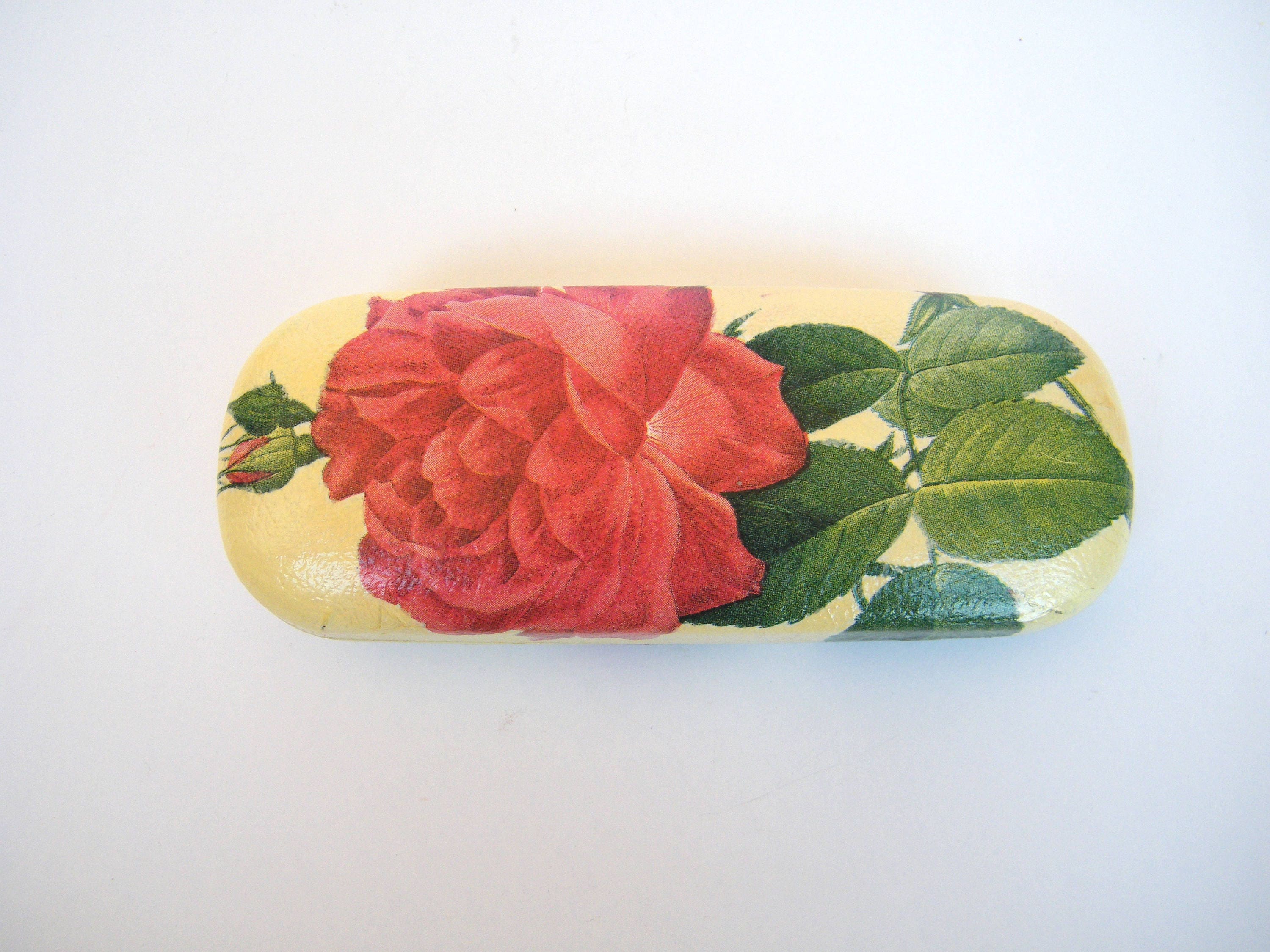 Red Rose Hard Eyeglasses Case for women, gift with rosefor grandma,