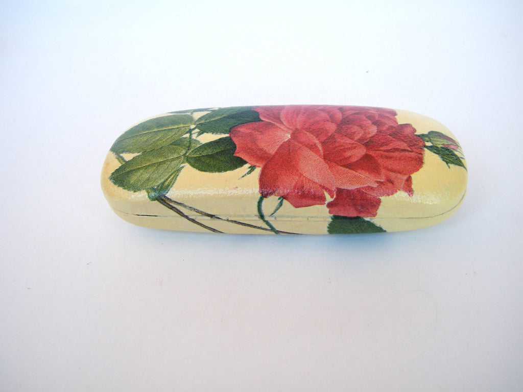 Red Rose Hard Eyeglasses Case for women, gift with rosefor grandma,