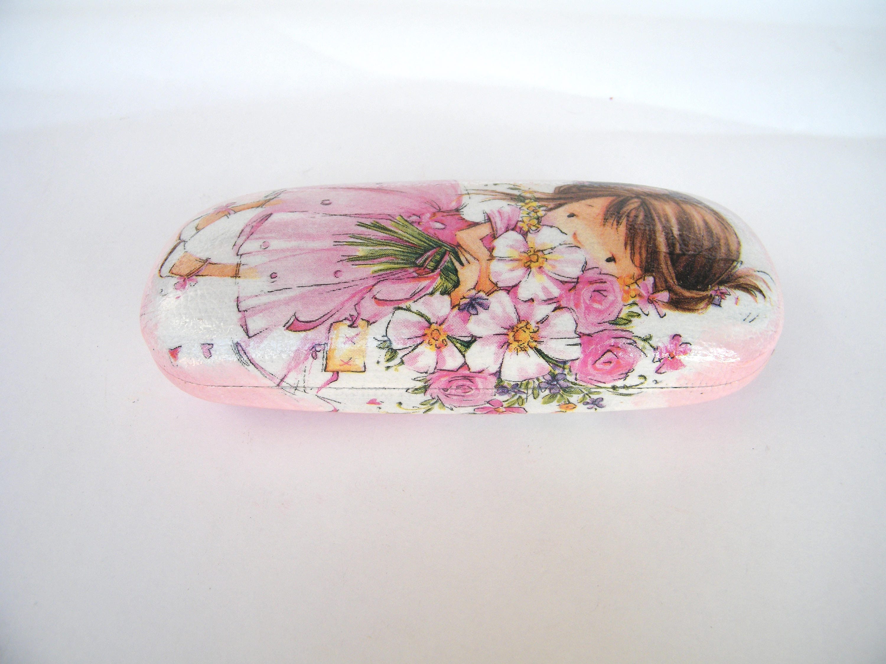 Girls Eyeglasses Case: Handmade Hard Spectacle Case with Flowers