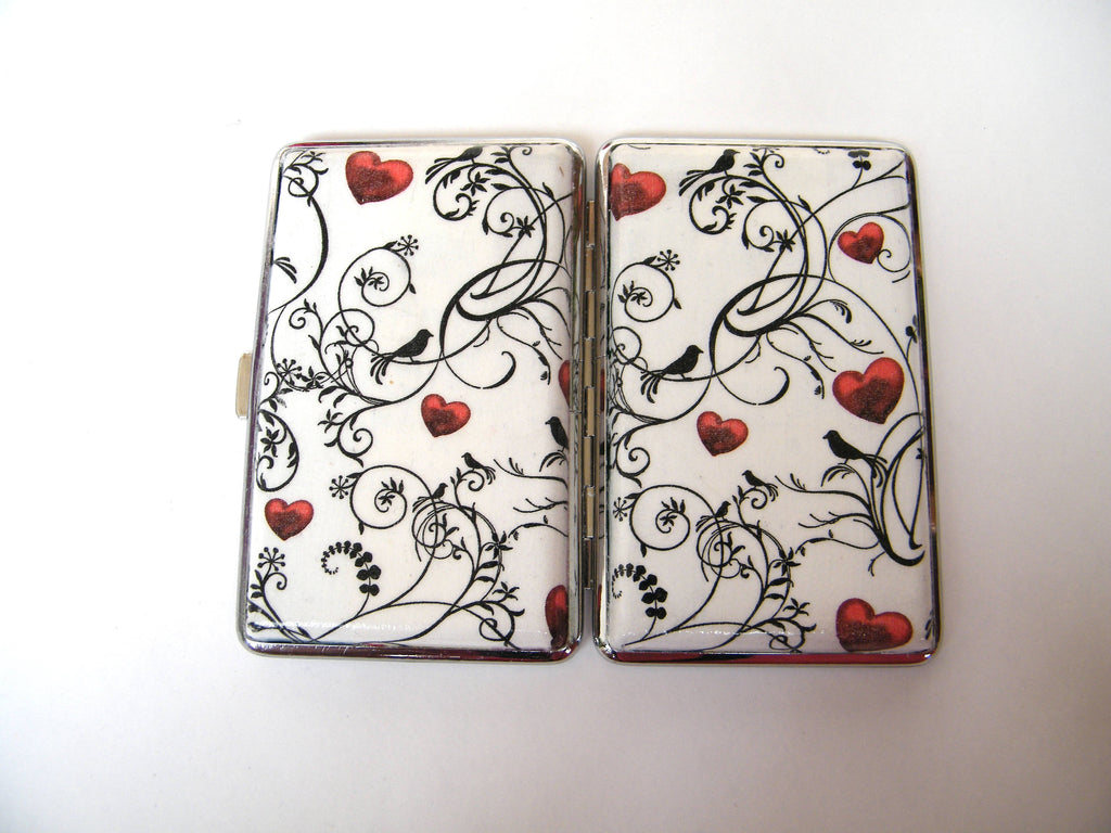 Slim 100s cigarrette case, black and white box, woman business card case, gift for smokers, elegant gift for her, credit card case for her