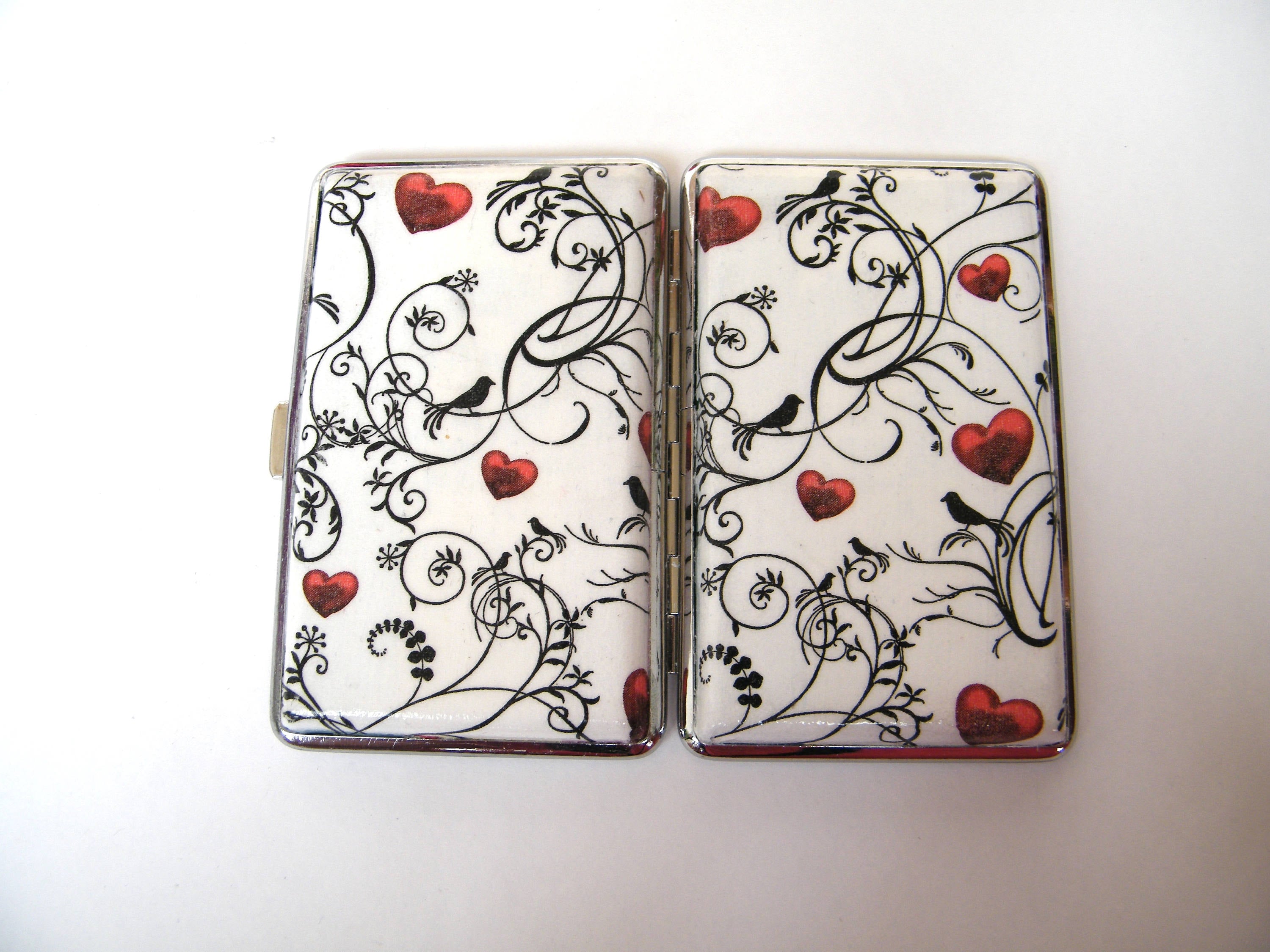 Slim 100s cigarrette case, black and white box, woman business card case, gift for smokers, elegant gift for her, credit card case for her