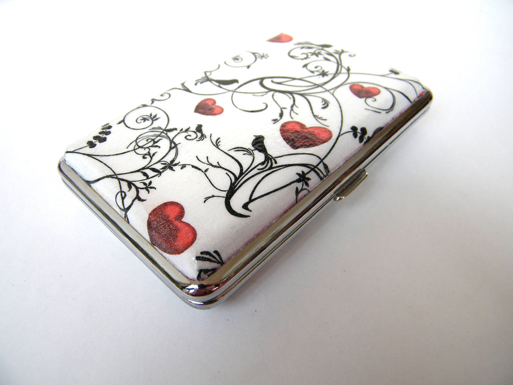 Slim 100s cigarrette case, black and white box, woman business card case, gift for smokers, elegant gift for her, credit card case for her