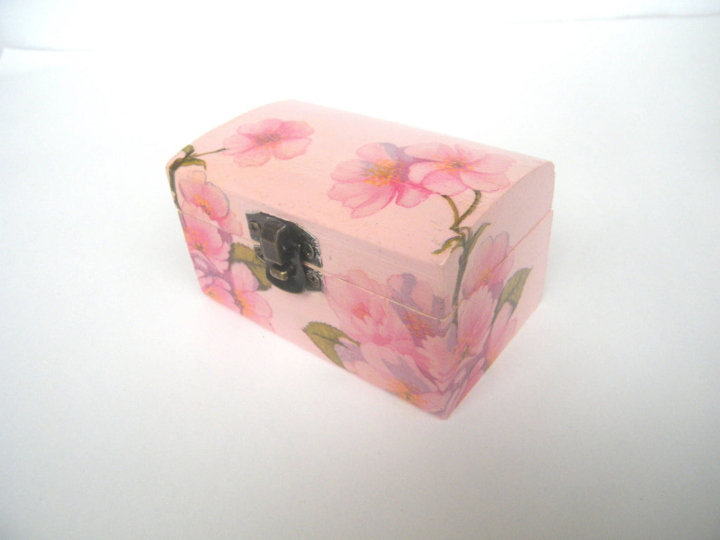 Wooden jewelry box, romantic keepsake box, cherry blossom chest , storage box,  gift idea for her, wedding ring bearrer box