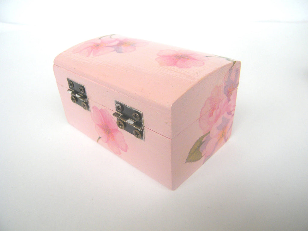 Wooden jewelry box, romantic keepsake box, cherry blossom chest , storage box,  gift idea for her, wedding ring bearrer box