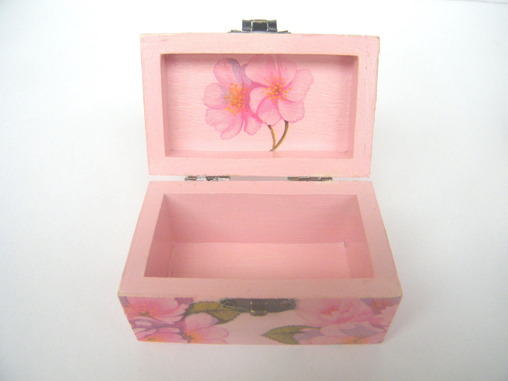Wooden jewelry box, romantic keepsake box, cherry blossom chest , storage box,  gift idea for her, wedding ring bearrer box