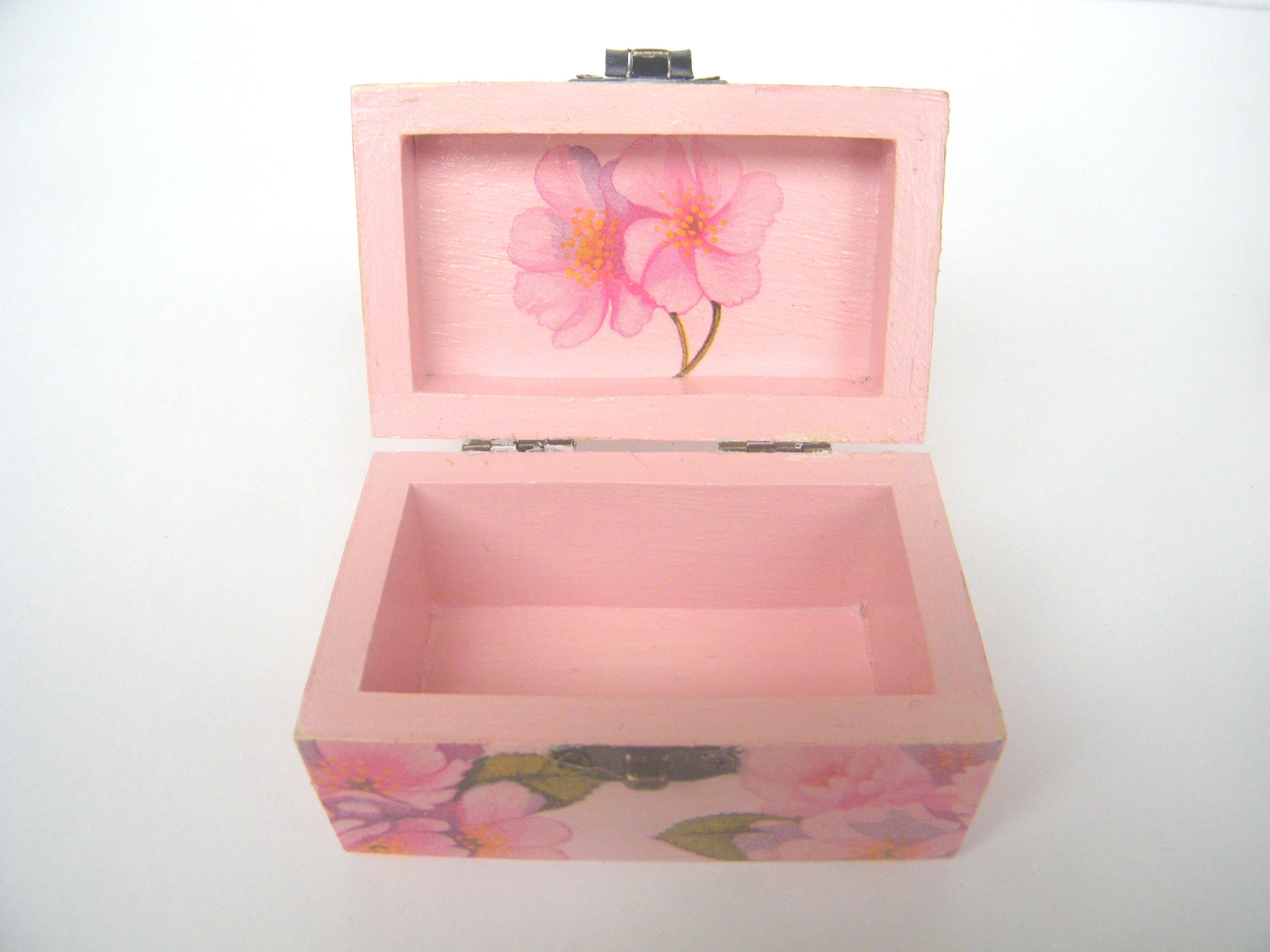 Wooden jewelry box, romantic keepsake box, cherry blossom chest , storage box,  gift idea for her, wedding ring bearrer box