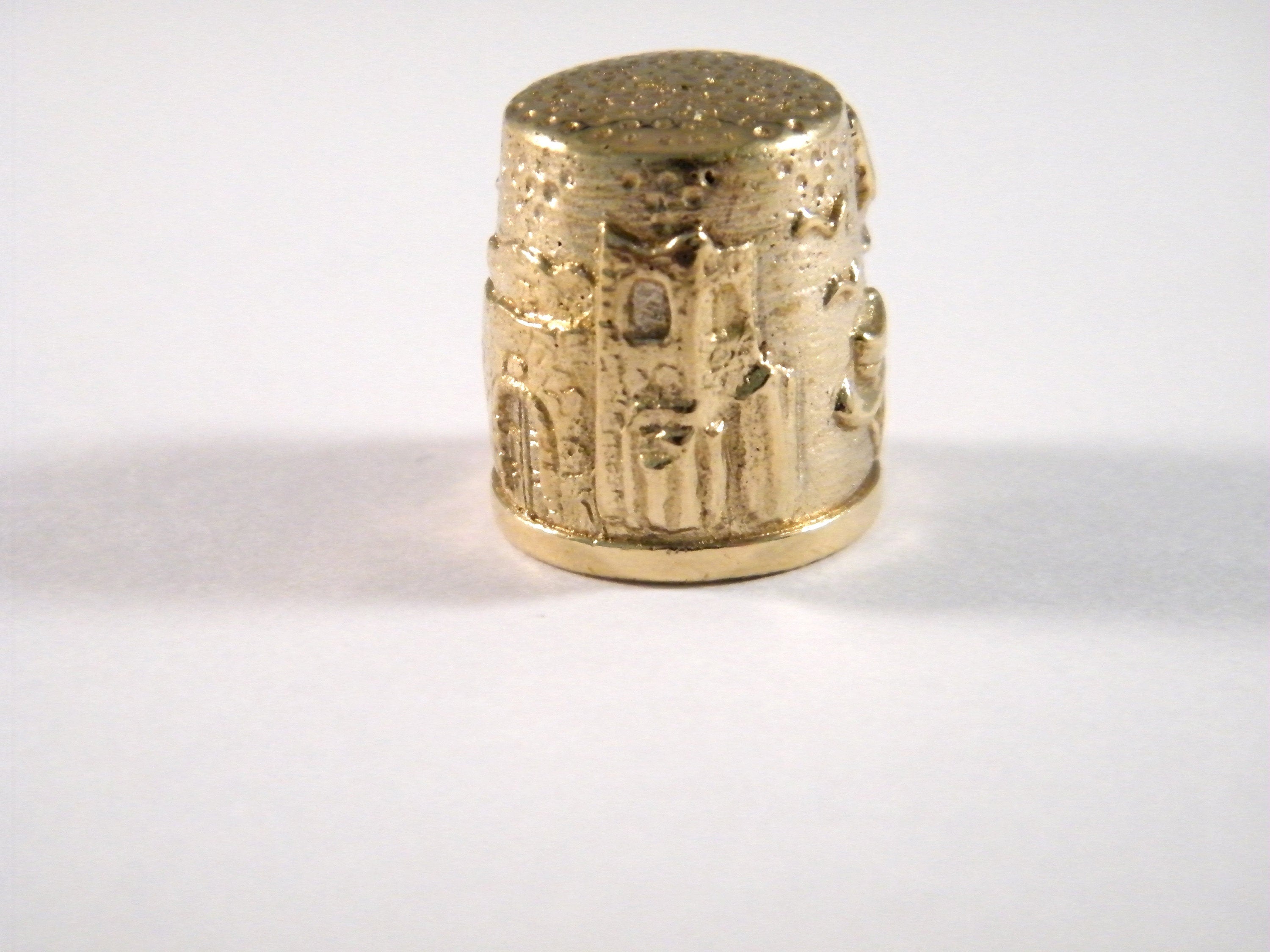 Brass Thimble of Mijas, Seamstress gift, Collectible Thimble, Donkey Thimble Folk Art Style, Collage Supply Assemblage, Antique Sewing Tool