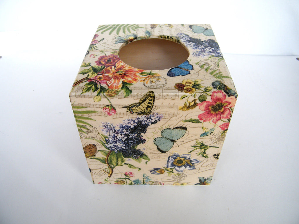 Flowers Tissue Box Cover, Square Tissue Box, Floral Napkins Box, Tissue Dispenser, Kithchen Napkins Holder, New Home Gift, Serviletten Box
