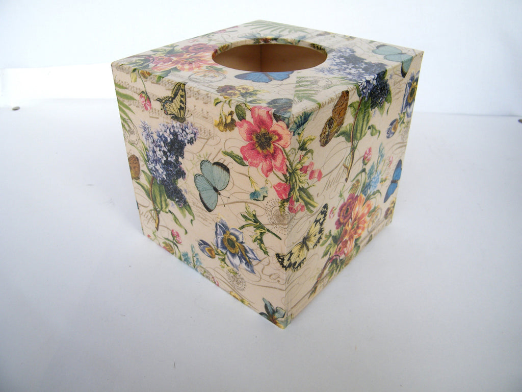 Flowers Tissue Box Cover, Square Tissue Box, Floral Napkins Box, Tissue Dispenser, Kithchen Napkins Holder, New Home Gift, Serviletten Box