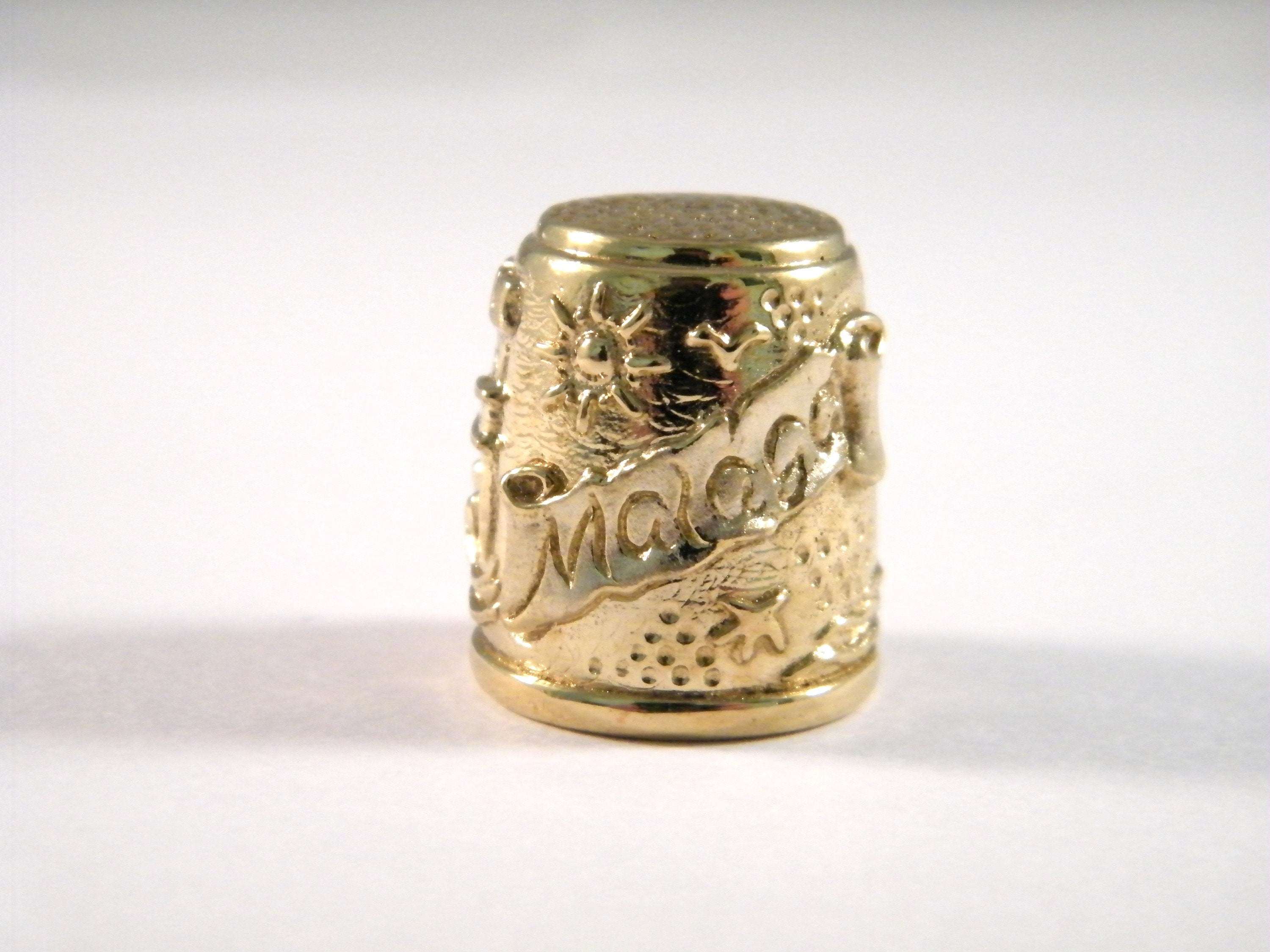 Thimble from Malaga Spain, Bronze Vintage Thimble, Sewer Gift, Collectible Thimble, Sewing Accessory Jewelry, Sewer Collection, Sewing Tool