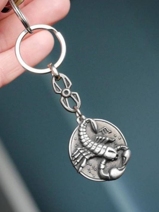 Scorpio keychain, zodiac sign keyring, horoscope constellation pendant, astrology charm, Scorpio jewelry, birthday gift idea, horoscope