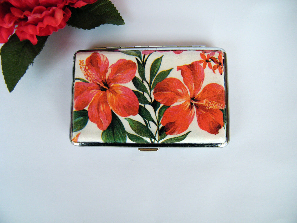 Tropical Flower Cigarrette Case, Trendy Case, Floral Credit Card Case, Hibiscus Business card Case, Gift for Mom, Fashion Cigarrete Holer