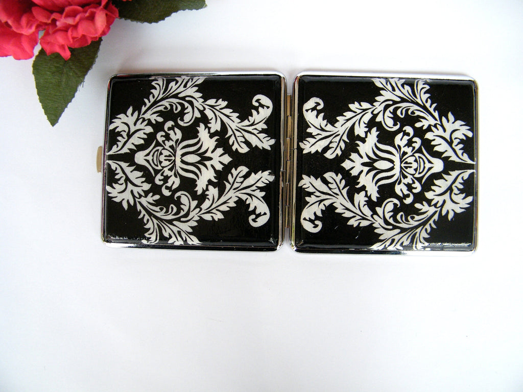 Black and White Cigarette Case - Business Card Holder - Smoking Accessory - Clutch Wallet - Backpack Purse - Credit Card Case
