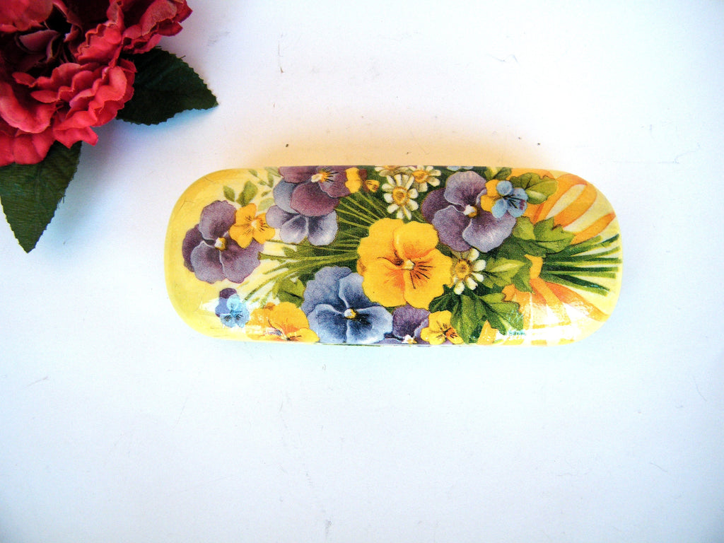 Floral Woman Hard Eyeglasses Case, Pansies Flowers Case, Violas Glasses Case, Reading glasses Holder, Gift for Her, Bag and Purse Item
