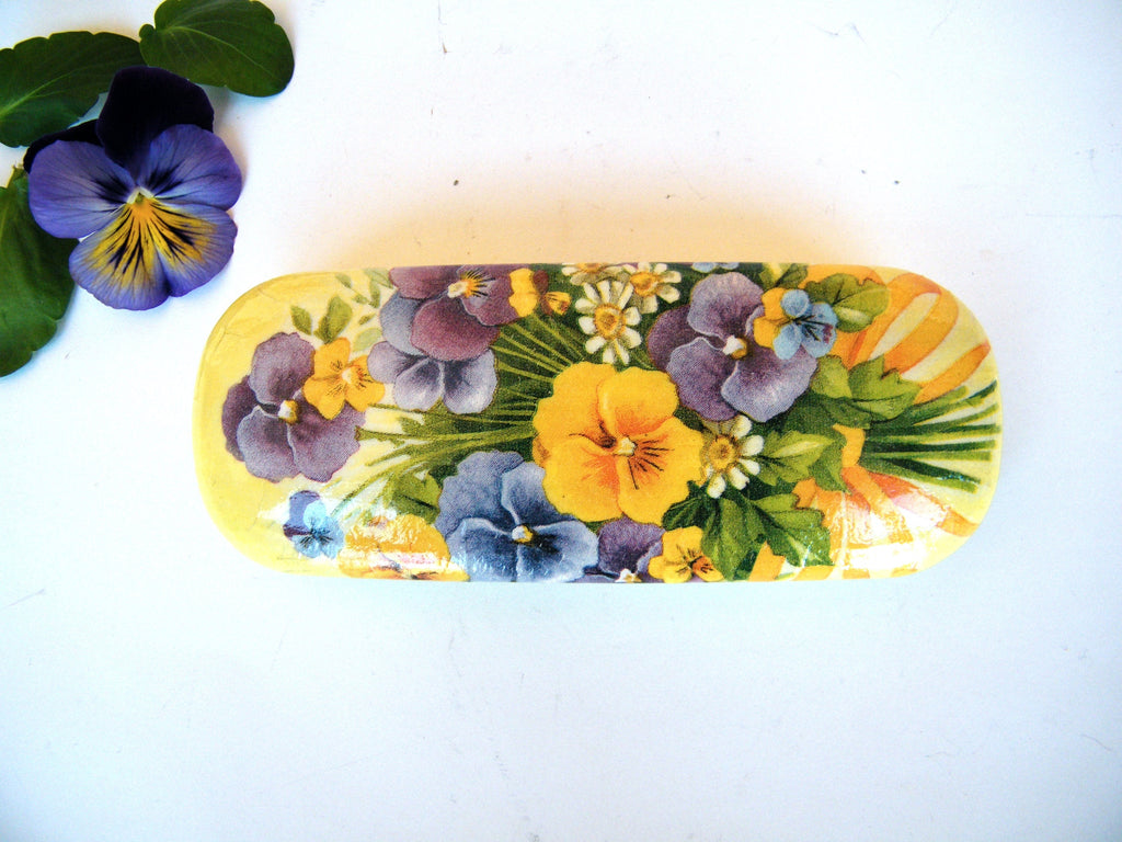 Floral Woman Hard Eyeglasses Case, Pansies Flowers Case, Violas Glasses Case, Reading glasses Holder, Gift for Her, Bag and Purse Item