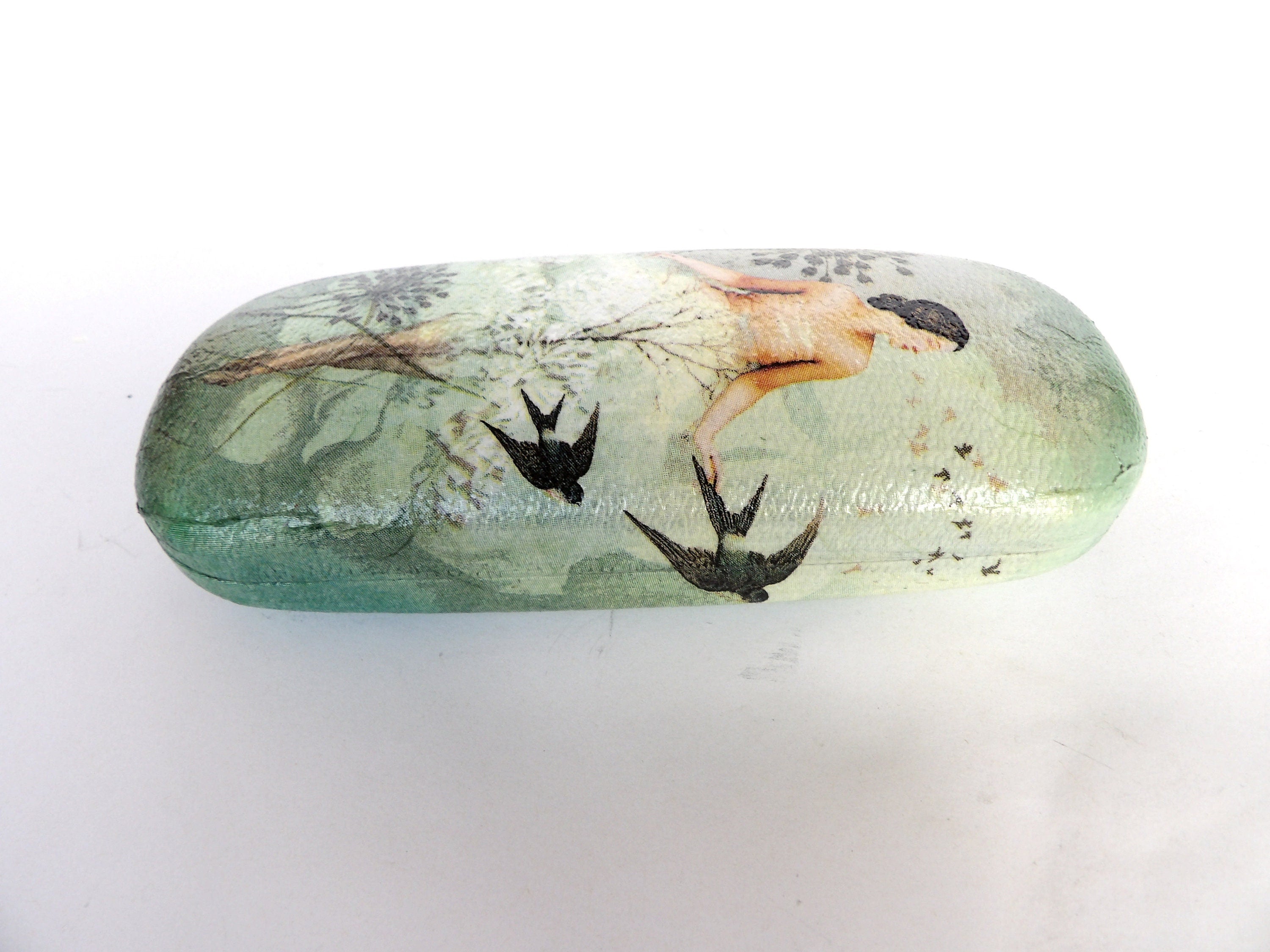 Hard Eyeglasses Case for Woman, Romantic Glasses Holder, Women Reading Accessory, Green Elegant Case, Gift for Mother, Bag Accessory