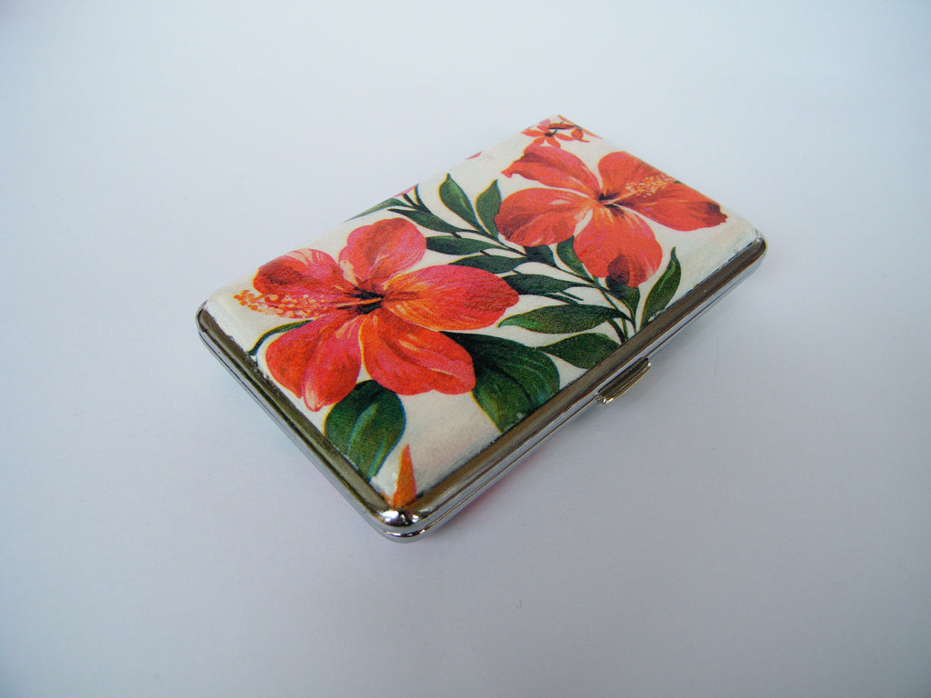Tropical Flower Cigarrette Case, Trendy Case, Floral Credit Card Case, Hibiscus Business card Case, Gift for Mom, Fashion Cigarrete Holer