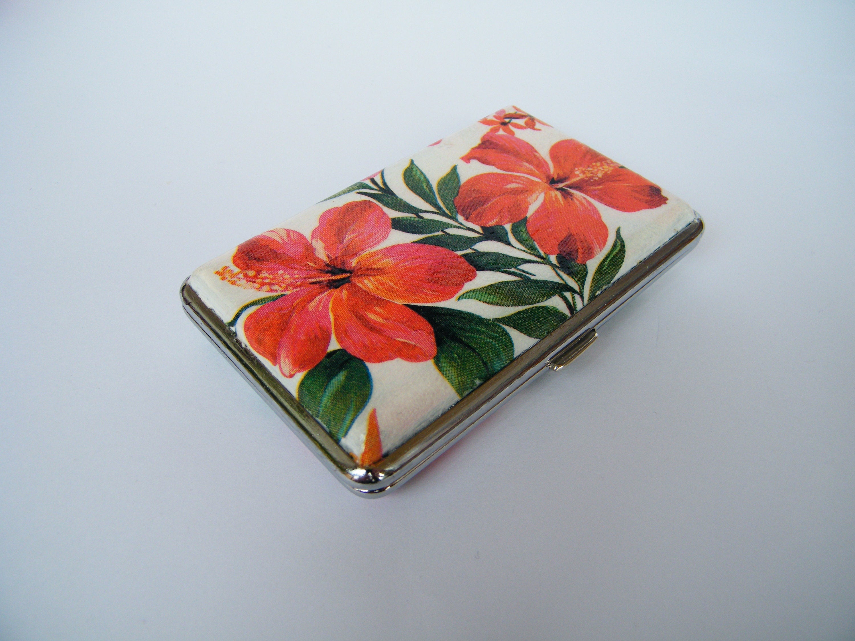 Tropical Flower Cigarrette Case, Trendy Case, Floral Credit Card Case, Hibiscus Business card Case, Gift for Mom, Fashion Cigarrete Holer