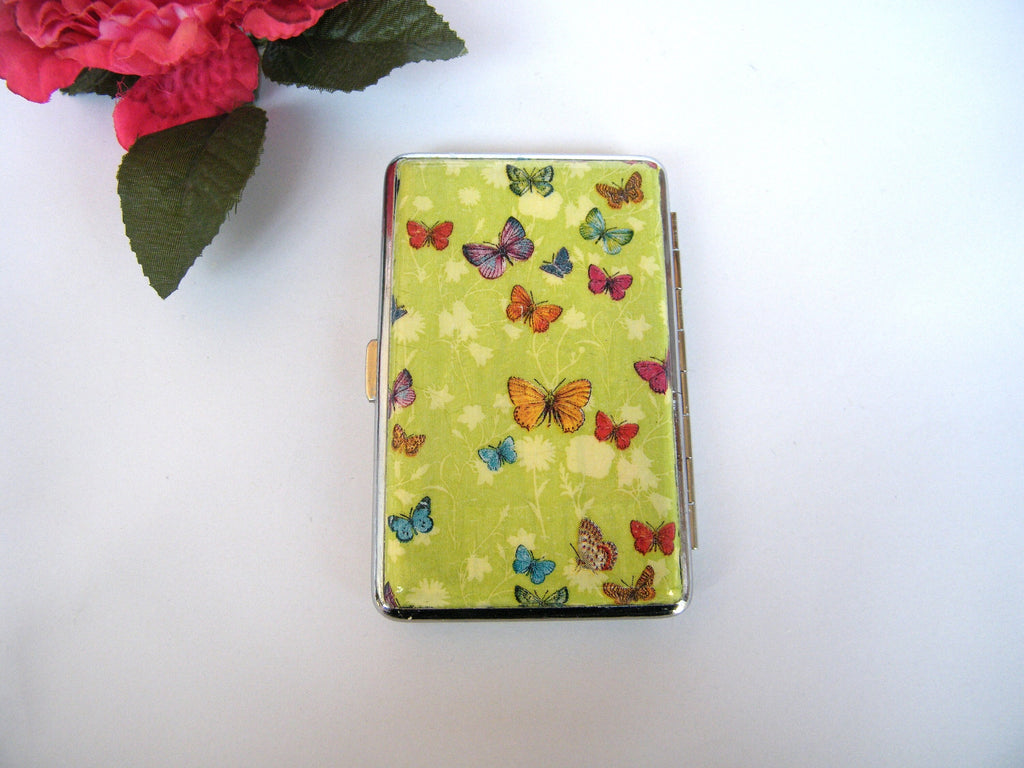 Butterfly slim 100's cigarrette case, business card holder, cigarette holder, credit card box, women wallet, elegant gift, case for clutch