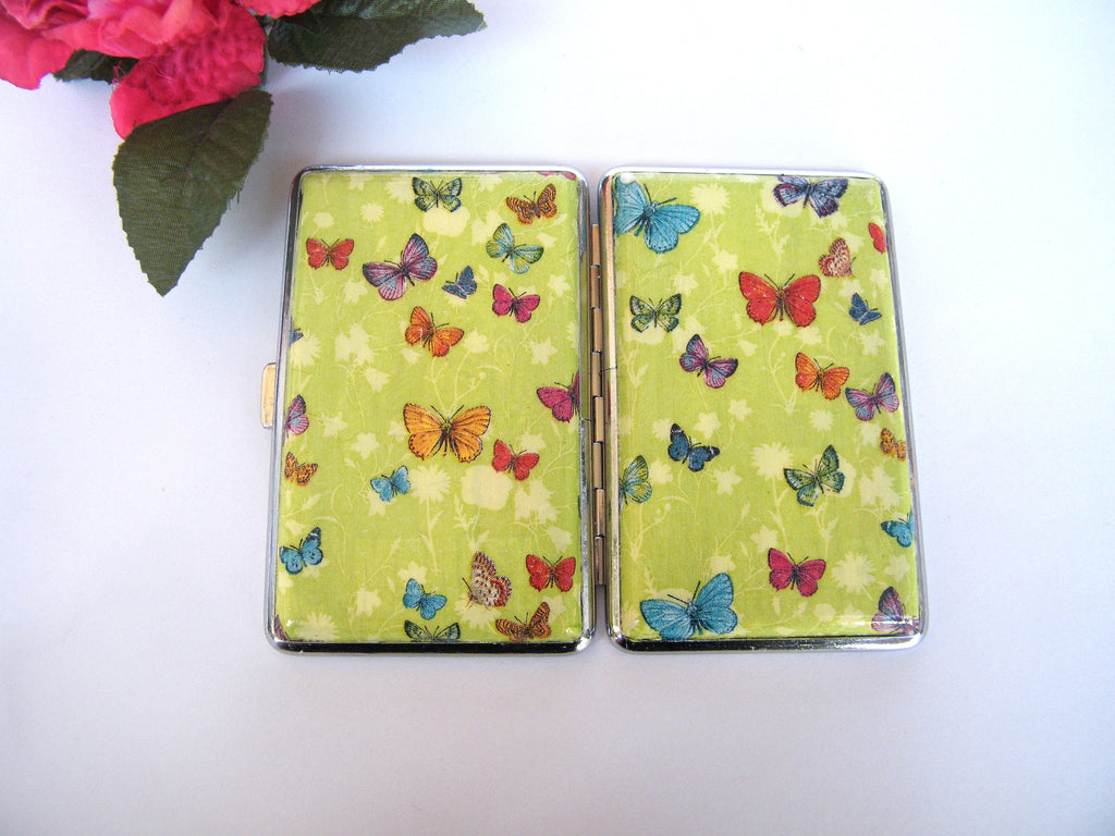 Butterfly slim 100's cigarrette case, business card holder, cigarette holder, credit card box, women wallet, elegant gift, case for clutch