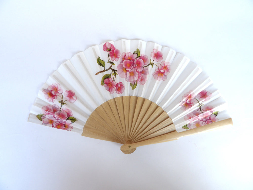 Cherry Blossom Hand Fan, Floral Holding Fan, Evening or Wedding Dress Accessory, Spanish Hand Fan, Wedding Favor, Contemporary Fan