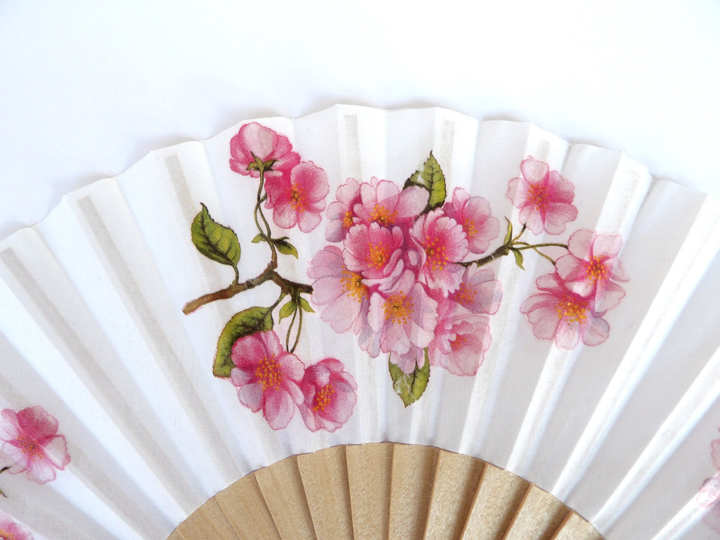 Cherry Blossom Hand Fan, Floral Holding Fan, Evening or Wedding Dress Accessory, Spanish Hand Fan, Wedding Favor, Contemporary Fan