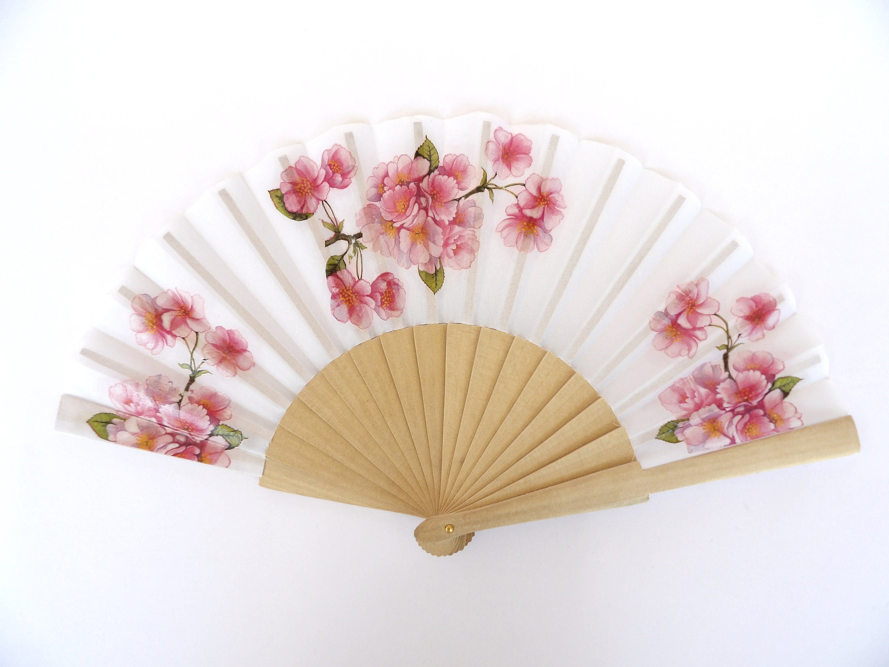 Cherry Blossom Hand Fan, Floral Holding Fan, Evening or Wedding Dress Accessory, Spanish Hand Fan, Wedding Favor, Contemporary Fan