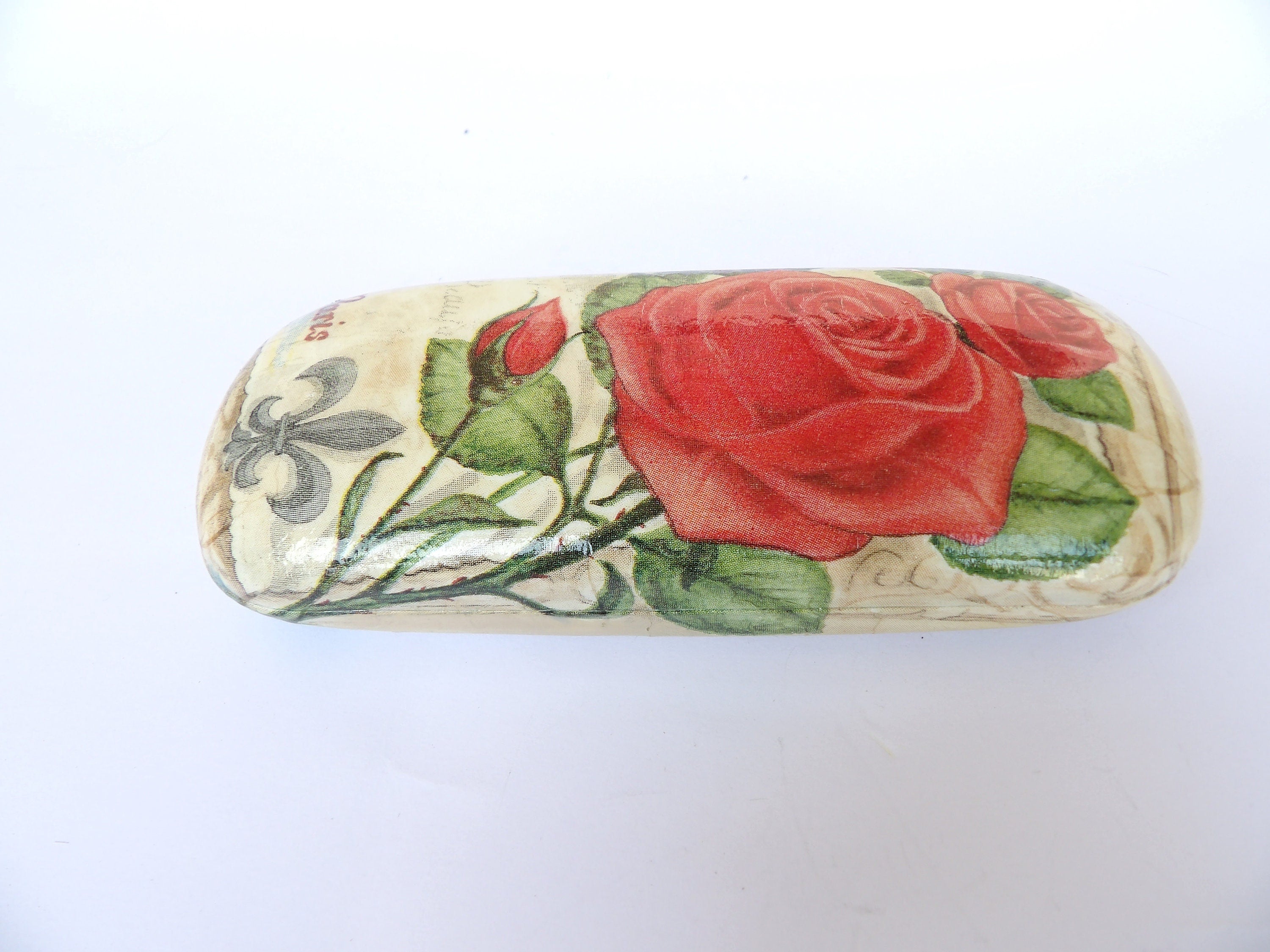 Red Rose Eyeglasses Case, Vintage Paris, Grandmother Gift, Shabby Chic, Romantic Rose Present, Glasses Holder, French Memories