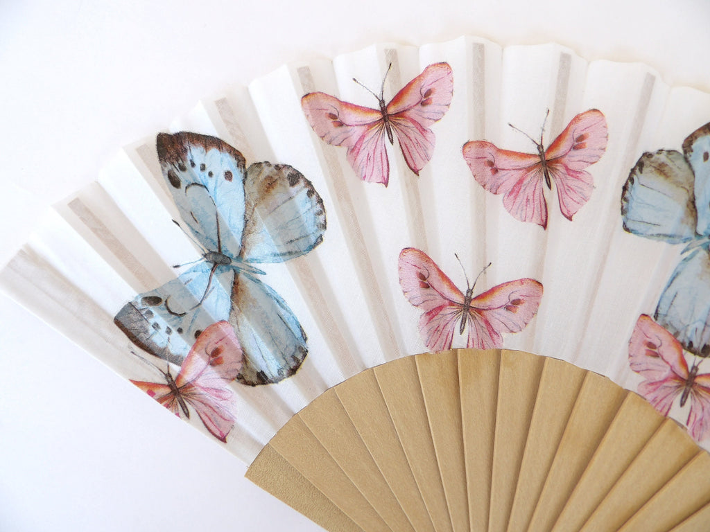 Butterfly Hand Fan: Folding Wedding Accessory, Decoupage Design