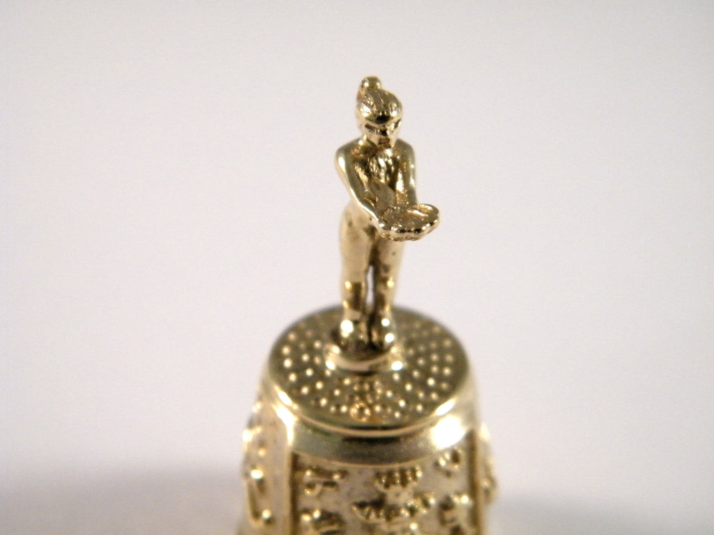 Brass thimble, Seamstress gift,  Benalmadena Collectible thimble, Thimble folk art style, Collage supply assemblage, Antique sewing tool