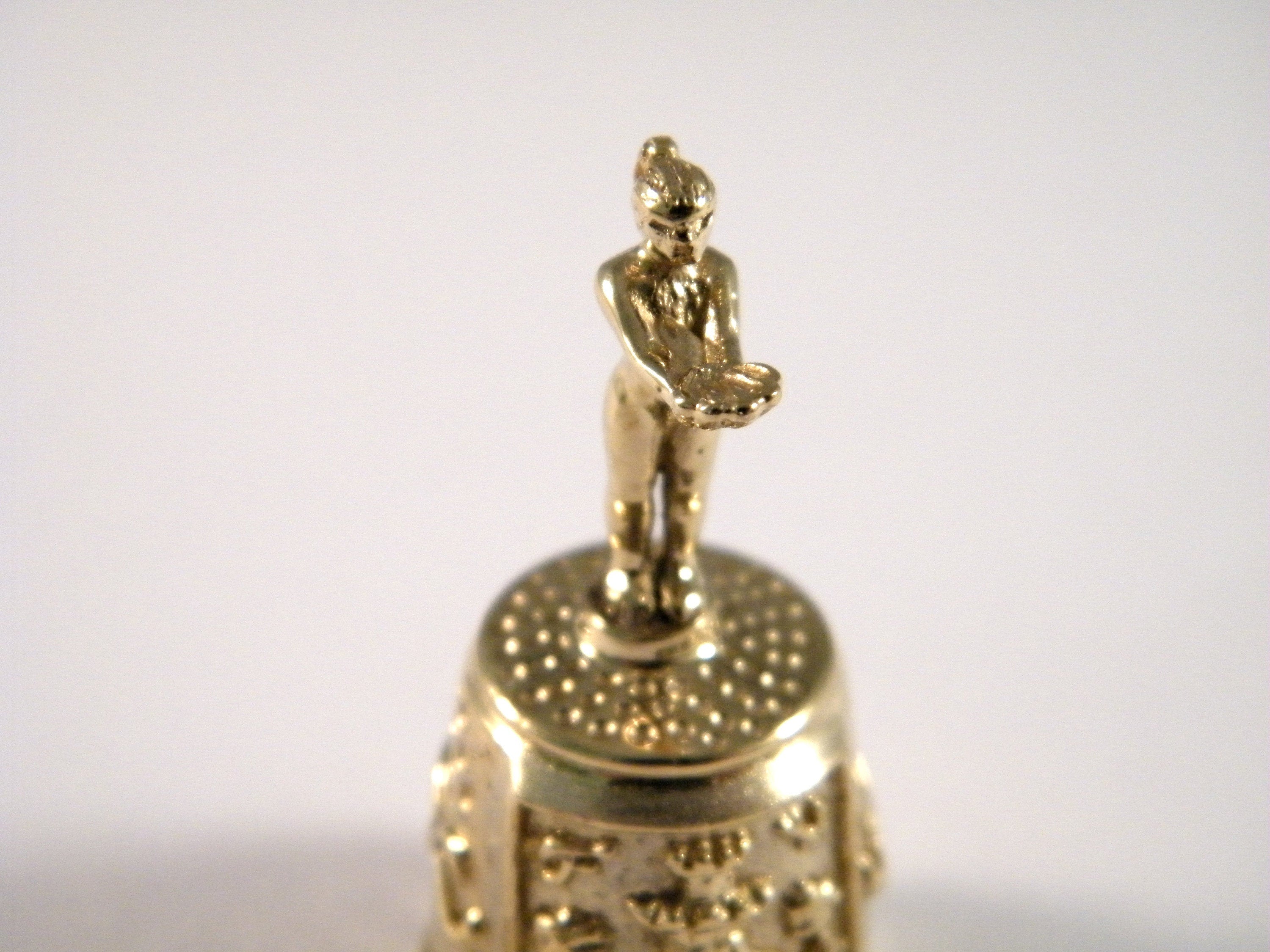 Brass thimble, Seamstress gift,  Benalmadena Collectible thimble, Thimble folk art style, Collage supply assemblage, Antique sewing tool