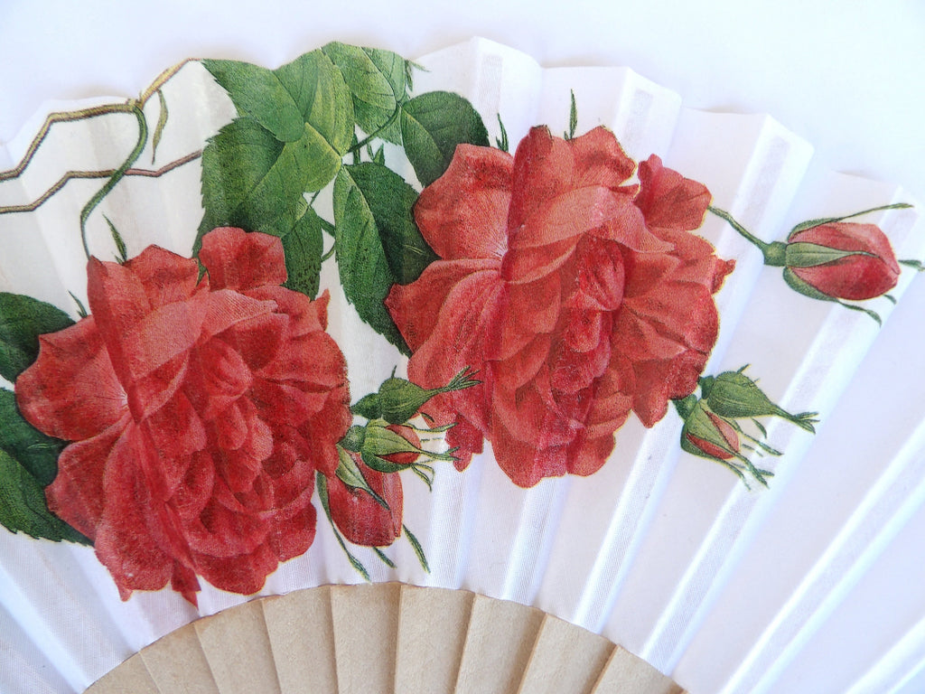 Elegant Hand Fan, Red Roses holding fan, japanese fan, party accessory, wedding flavor, contemporary fan, floral pattern complement,