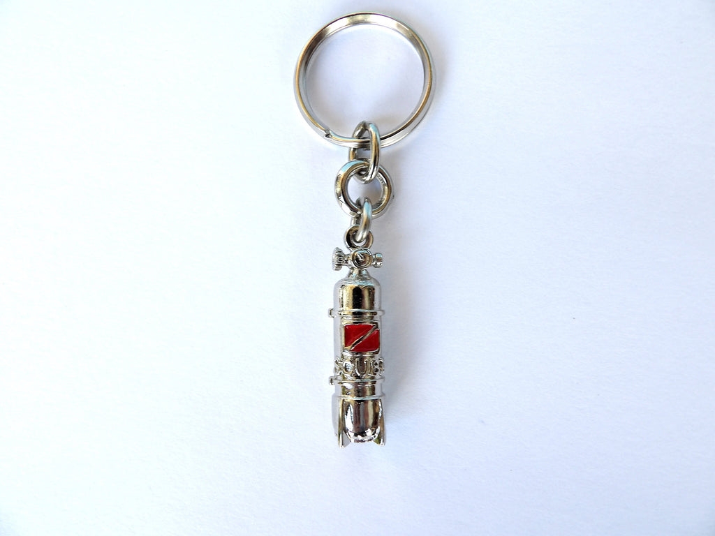 Scuba Diving Air Tank Keyring, Oxygen Tank Keychain, Snorkeling, Ocean Lovers Gift, Gift for Swimmer, Divers Gift Idea, Sports Charm