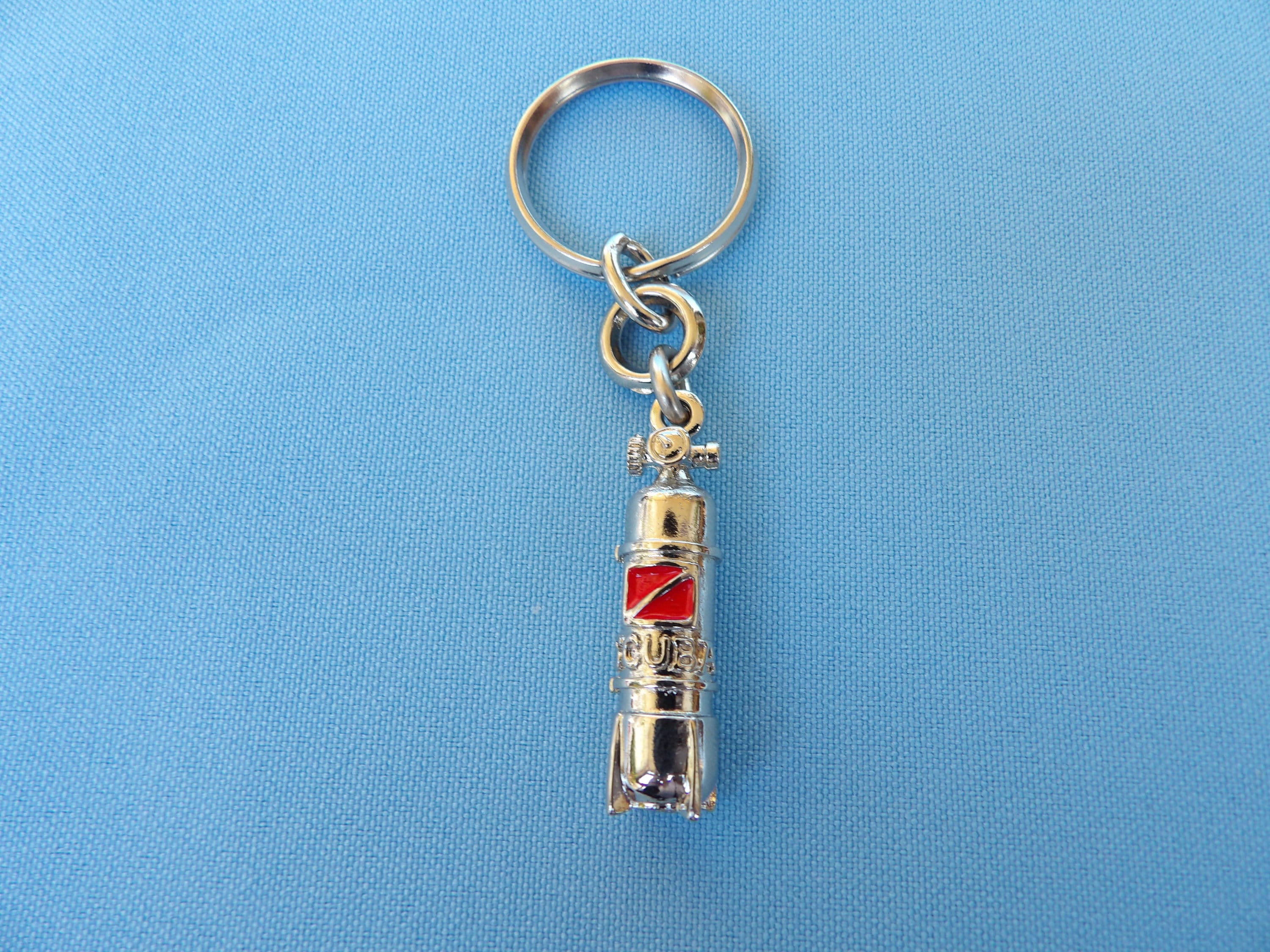 Scuba Diving Air Tank Keyring, Oxygen Tank Keychain, Snorkeling, Ocean Lovers Gift, Gift for Swimmer, Divers Gift Idea, Sports Charm