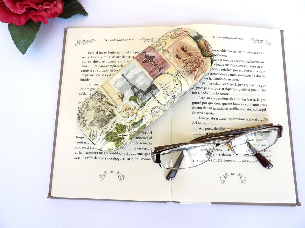 Paris Eyeglass Case, Hard Glasses Case, Paris Dancers Storage Box, Spectacle Case, Shabby Chic Case, Reading Accessory, OOAK Gift for Mom