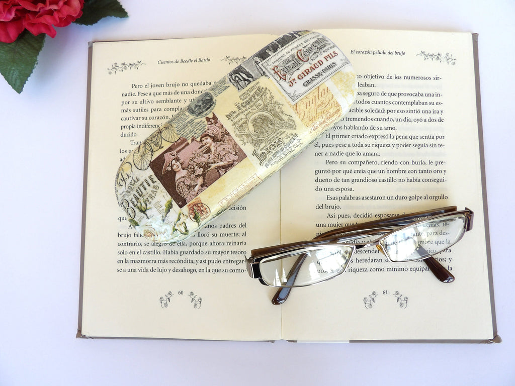 Paris Eyeglass Case, Hard Glasses Case, Paris Dancers Storage Box, Spectacle Case, Shabby Chic Case, Reading Accessory, OOAK Gift for Mom