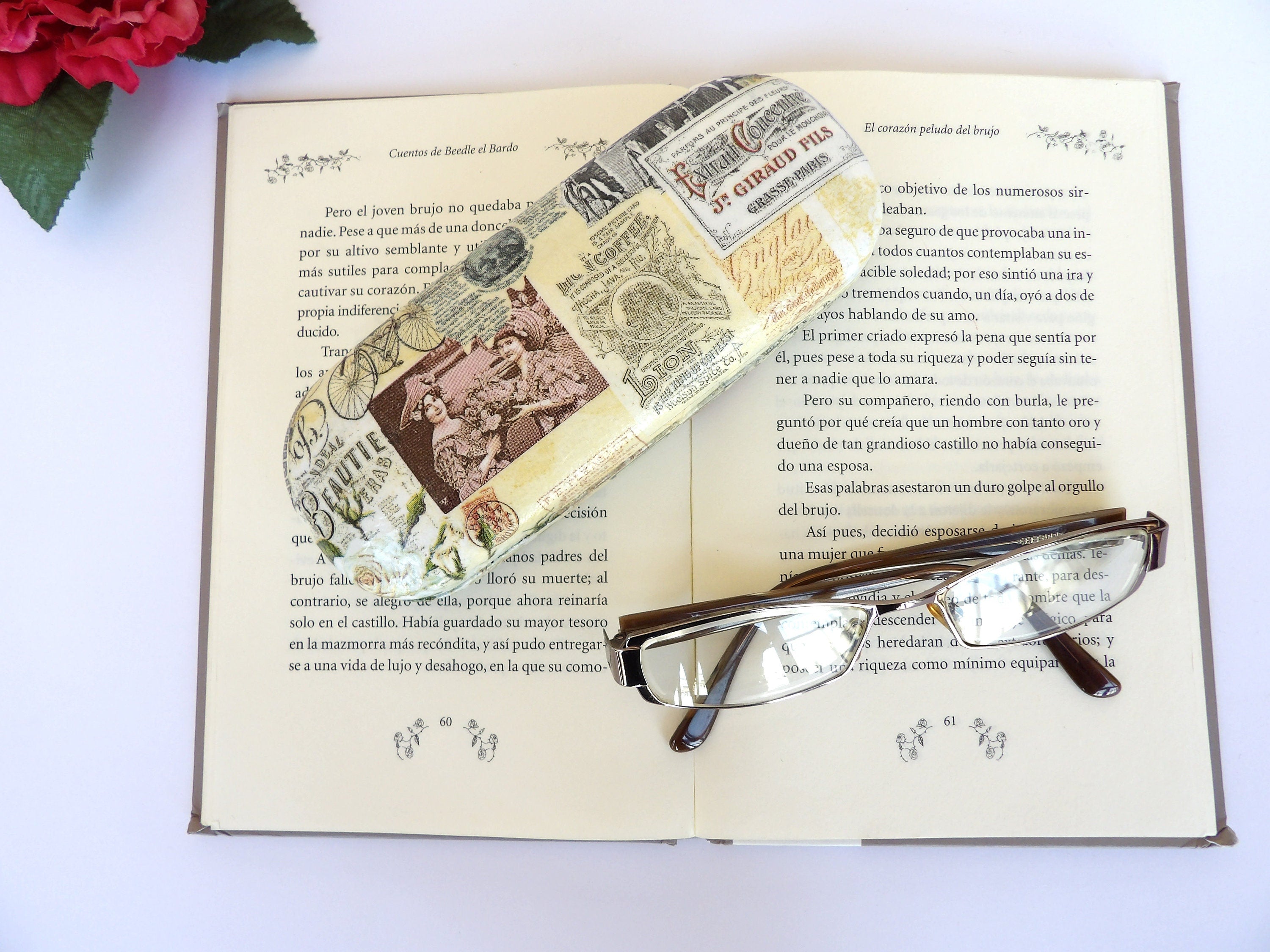 Paris Eyeglass Case, Hard Glasses Case, Paris Dancers Storage Box, Spectacle Case, Shabby Chic Case, Reading Accessory, OOAK Gift for Mom