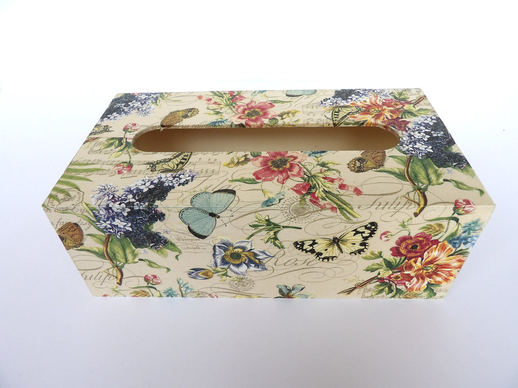 Floral Tissue Box Cover, Rectangular Tissue Box, Flat Napkins Box, Floral Box, Tissue Dispenser, Kithchen Napkins Holder, Home Gift