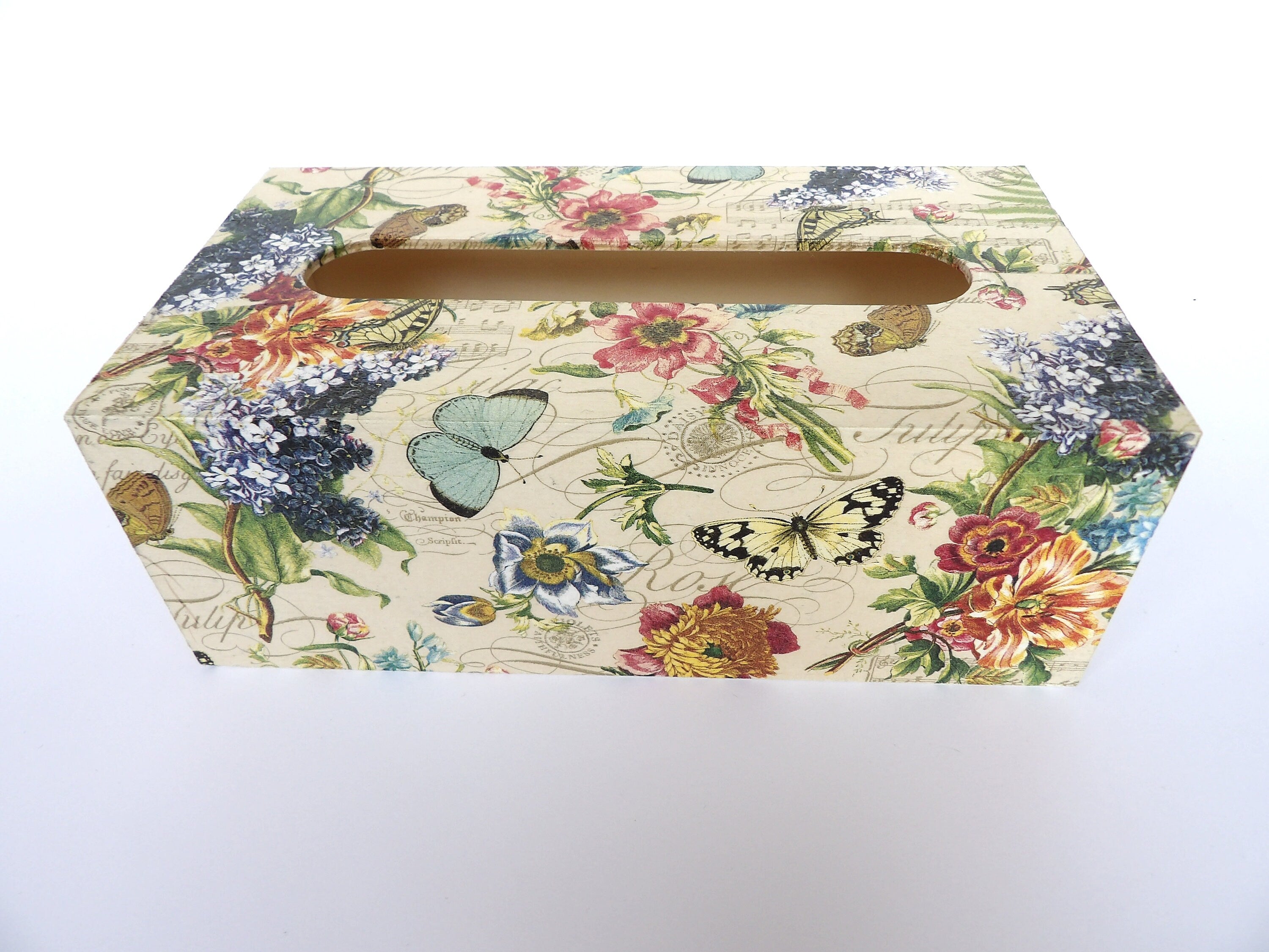 Floral Tissue Box Cover, Rectangular Tissue Box, Flat Napkins Box, Floral Box, Tissue Dispenser, Kithchen Napkins Holder, Home Gift